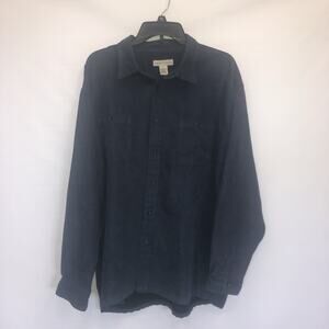 Preswick & Moore Button Up Adult XL Mens Blue Long Sleeve 100% Polyester Shirt